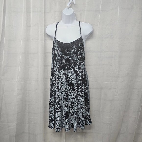 Forever 21 Green Gray Crushed Velvet Sleeveless Mini Dress Boho Fairy Goth 0X - Picture 1 of 9